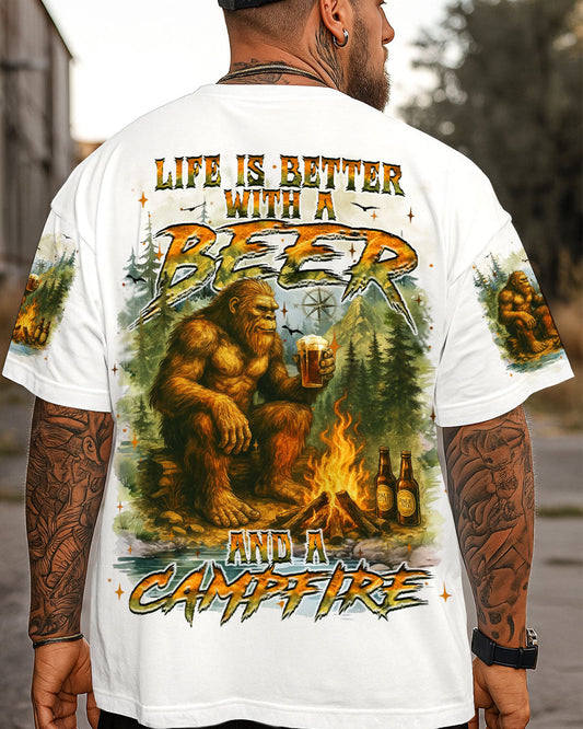 LIFE IS BETTER WITH A BEER AND A CAMPFIRE BIGFOOT ALL OVER PRINT - YHHN1009252