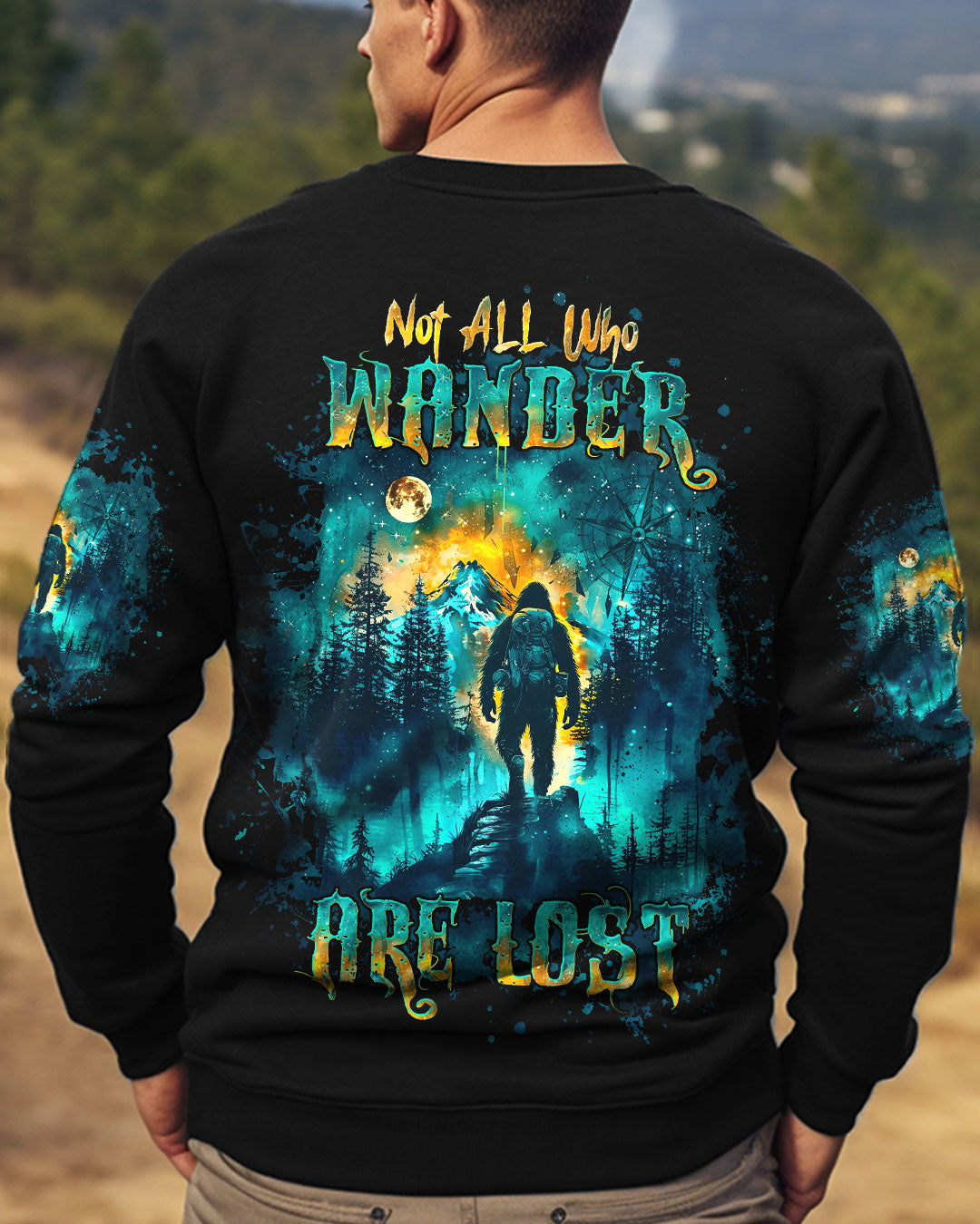NOT ALL WHO WANDER ARE LOST BIGFOOT COMPASS ALL OVER PRINT  - TLTW0210242