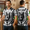 BlueJose Billiards Ball 8 Flame Wolf White Personalized Name, Team Name Unisex Shirt