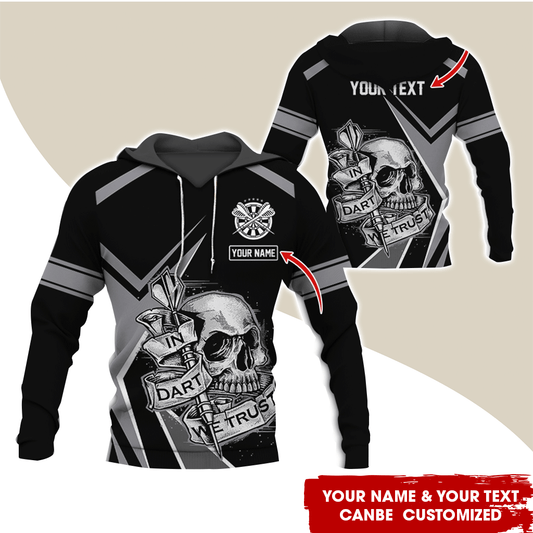 BlueJose Darts Skull Personalized Name, Team Name Hoodie