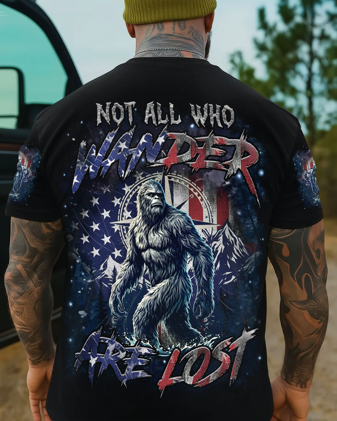 NOT ALL WHO WANDER ARE LOST BIGFOOT ALL OVER PRINT - YHHN0212251