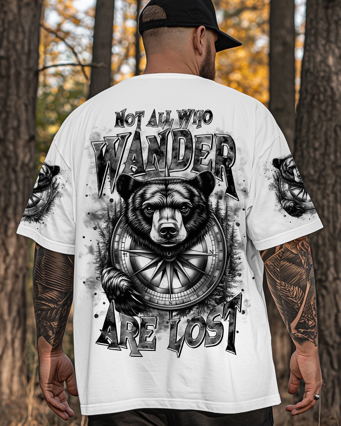 NOT ALL WHO WANDER ARE LOST BEAR COMPASS ALL OVER PRINT - TLTR1106252