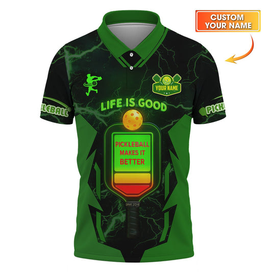 Life Is Good Pickleball Makes It Better, Custom 3D Pickleball Shirt, Funny Sport Tee, Gifts for Pickleball Lovers