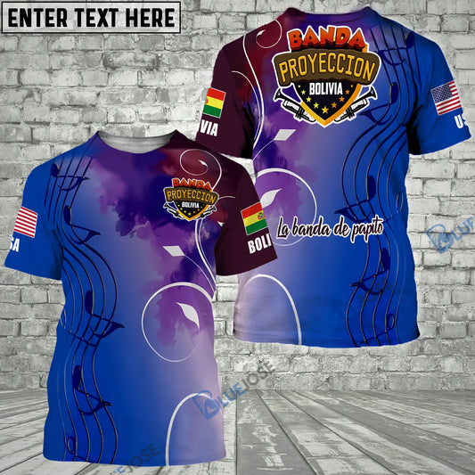 BlueJose Bolivia and USA Personalized Name, Team Name Unisex Shirt