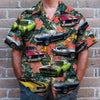 Custom Classic Car Photo Hawaiian Shirt, Tropical Flower Pattern