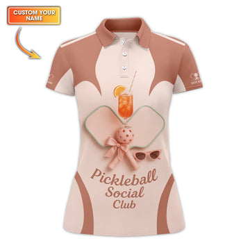 Pickleball Social Club Shirt, Custom Name Ladies Pickleball Shirts, Pickleball Cocktail Polos