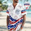 BlueJose Custom Name USA 250th Anniversary 1776-2026 Hawaii Shirt - 4th of July Patriotic Gift