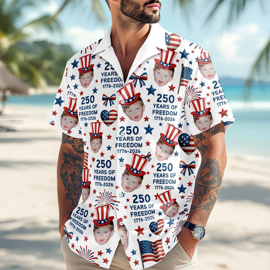 BlueJose Custom Funny Face 250 Years Of Freedom 1776-2026 Hawaii shirt
