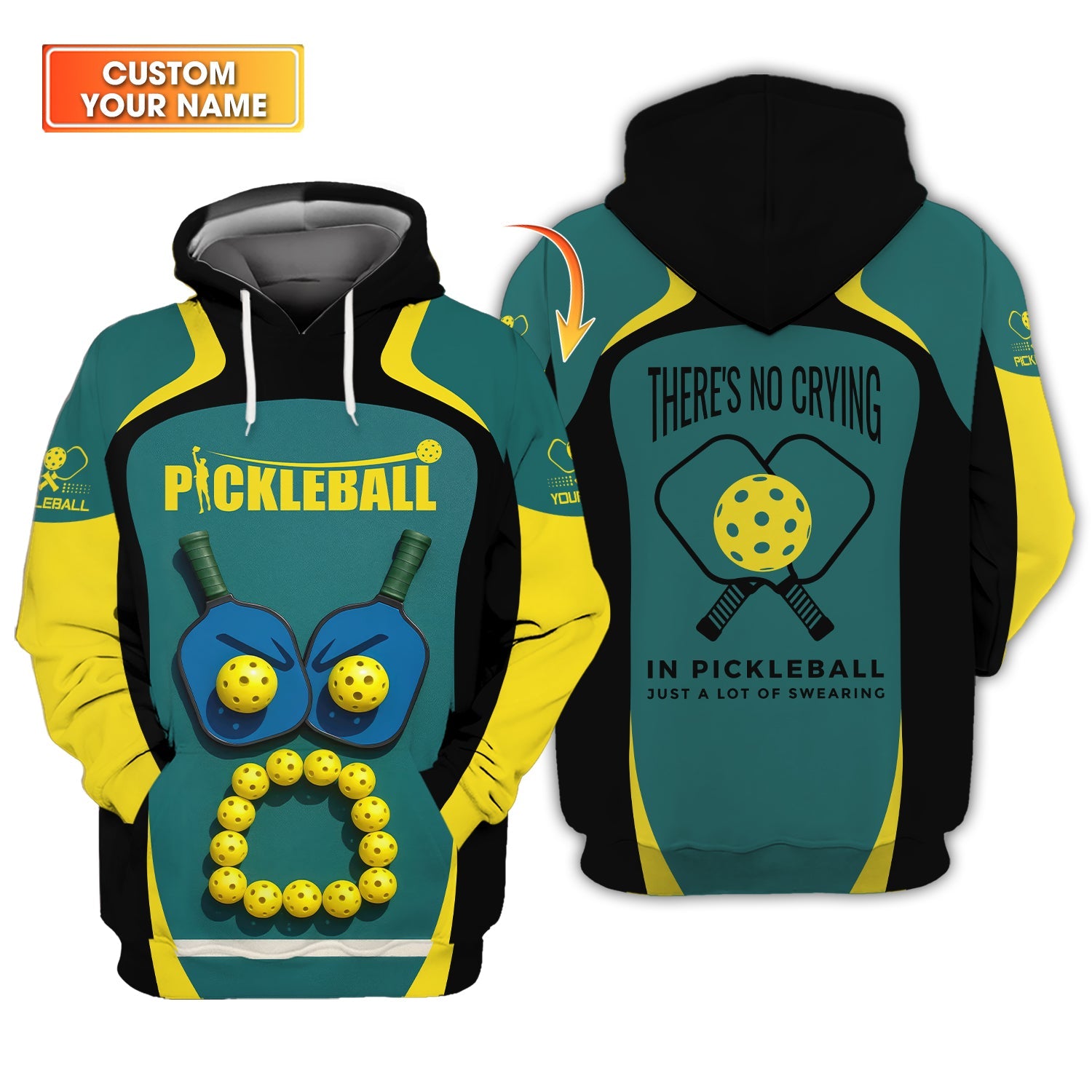 Custom Pickleball No Crying Just Swearing Shirt, Funny Pickle Ball Polo Shirt for Men and Women, Pickleball Gift for Players
