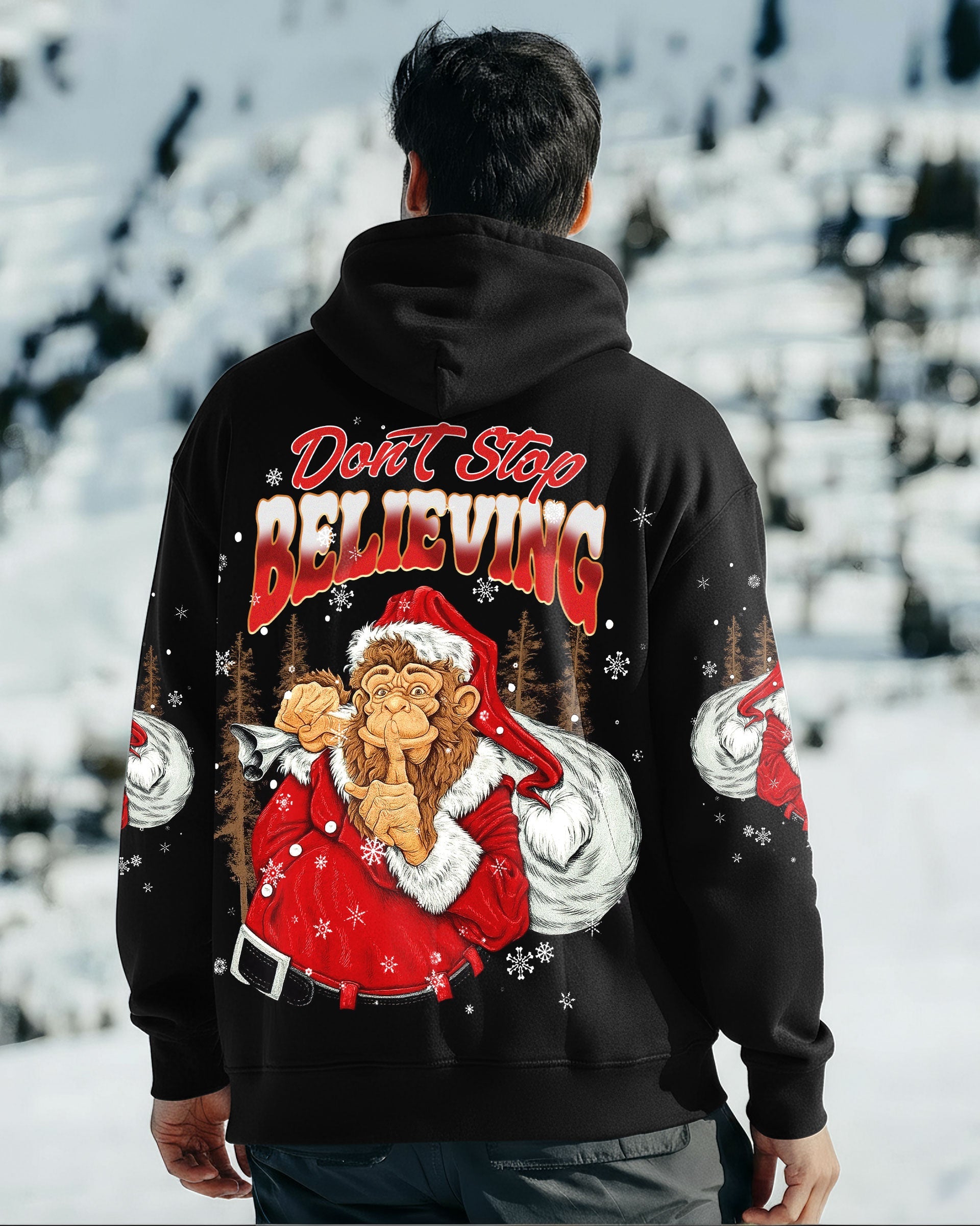 DON'T STOP BELIEVING BIGFOOT CHRISTMAS ALL OVER PRINT - TLNT0511251