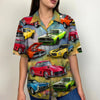 Custom Muscle Car Photo Hawaiian Shirt, Flower Field Pattern