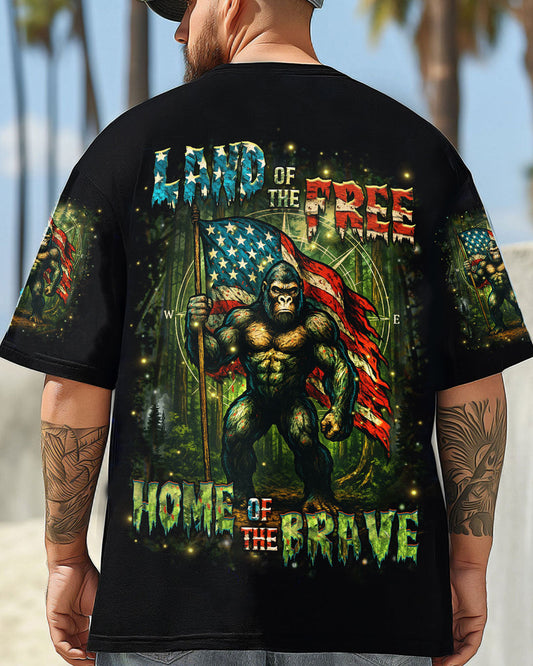 HOME OF THE BRAVE LAND OF THE FREE BIGFOOT ALL OVER PRINT - YHHN2605254
