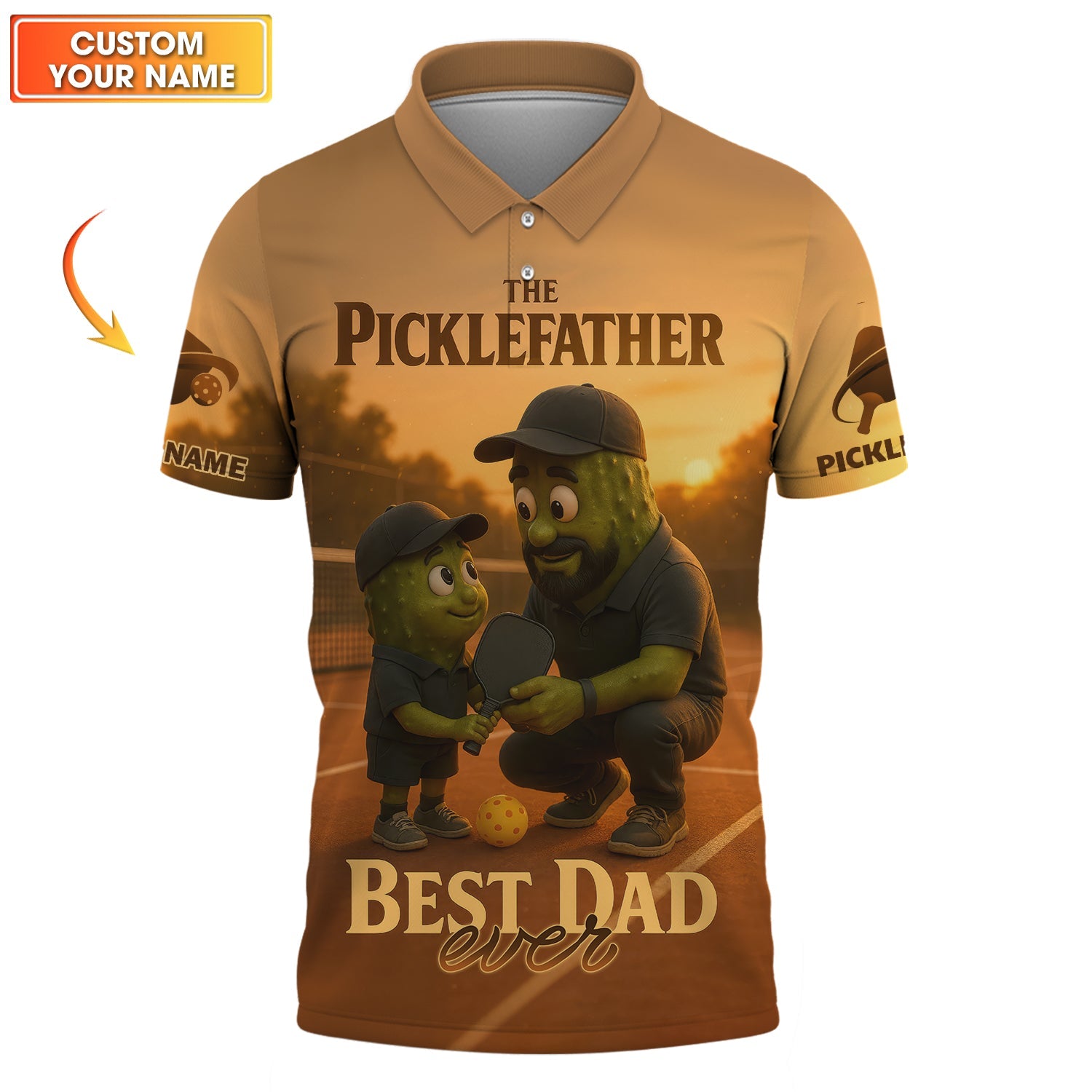 Custom Sunset Pickleball Dad Shirt – The Picklefather Quote, Best Gift for Father and Son