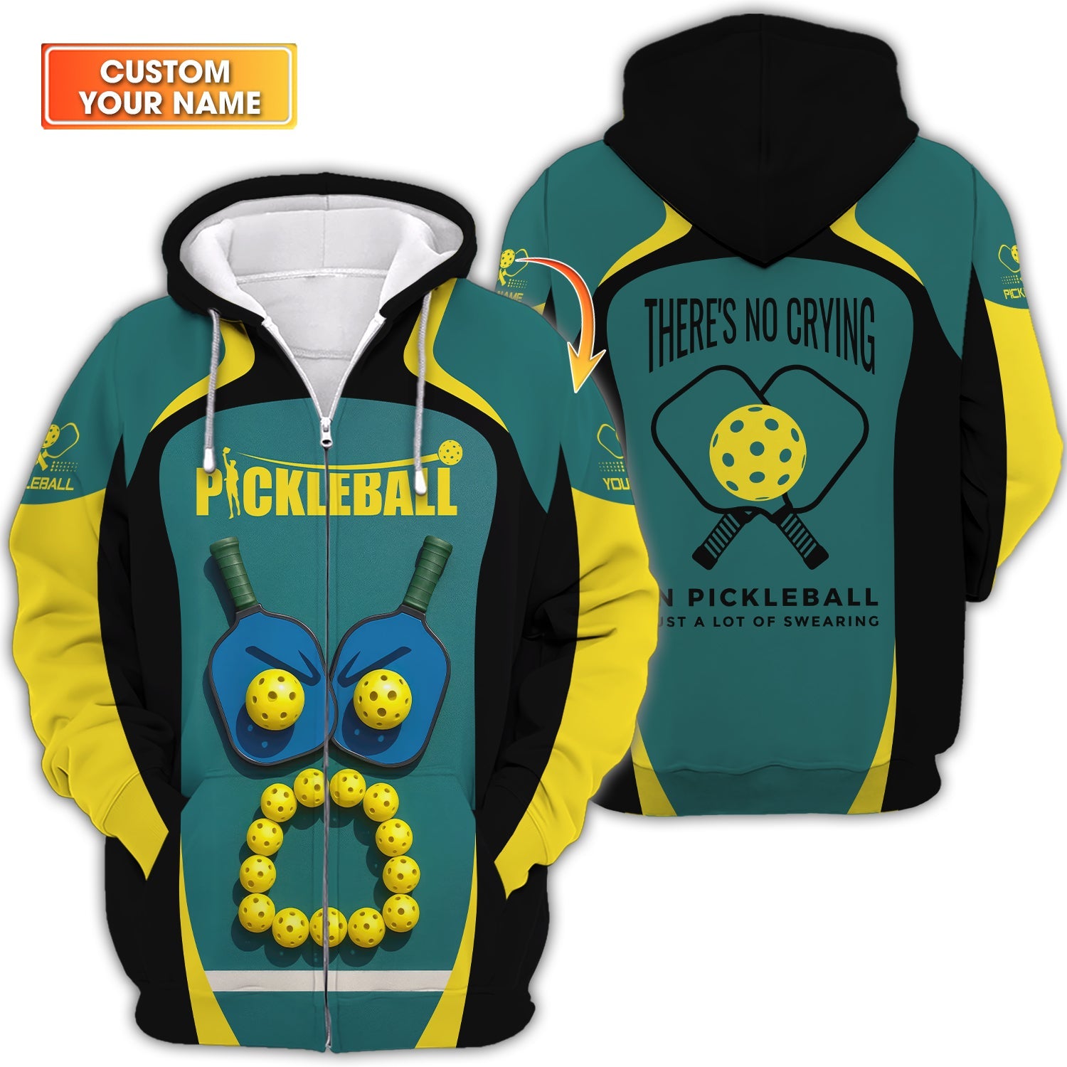 Custom Pickleball No Crying Just Swearing Shirt, Funny Pickle Ball Polo Shirt for Men and Women, Pickleball Gift for Players