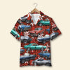 Bluejose Seamless Tribal Pattern, Custom Classic Car Photo Hawaiian Shirt, Summer Gift