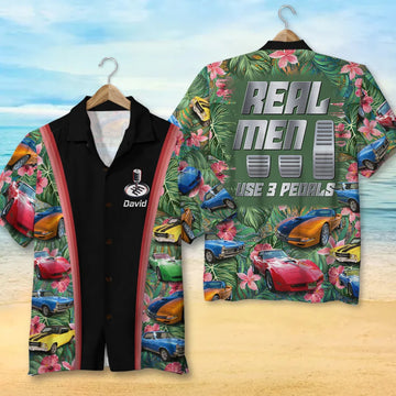 Real Men Use 3 Pedals Custom Muscle Car Photo Hawaiian Shirt Gift For Car Lovers