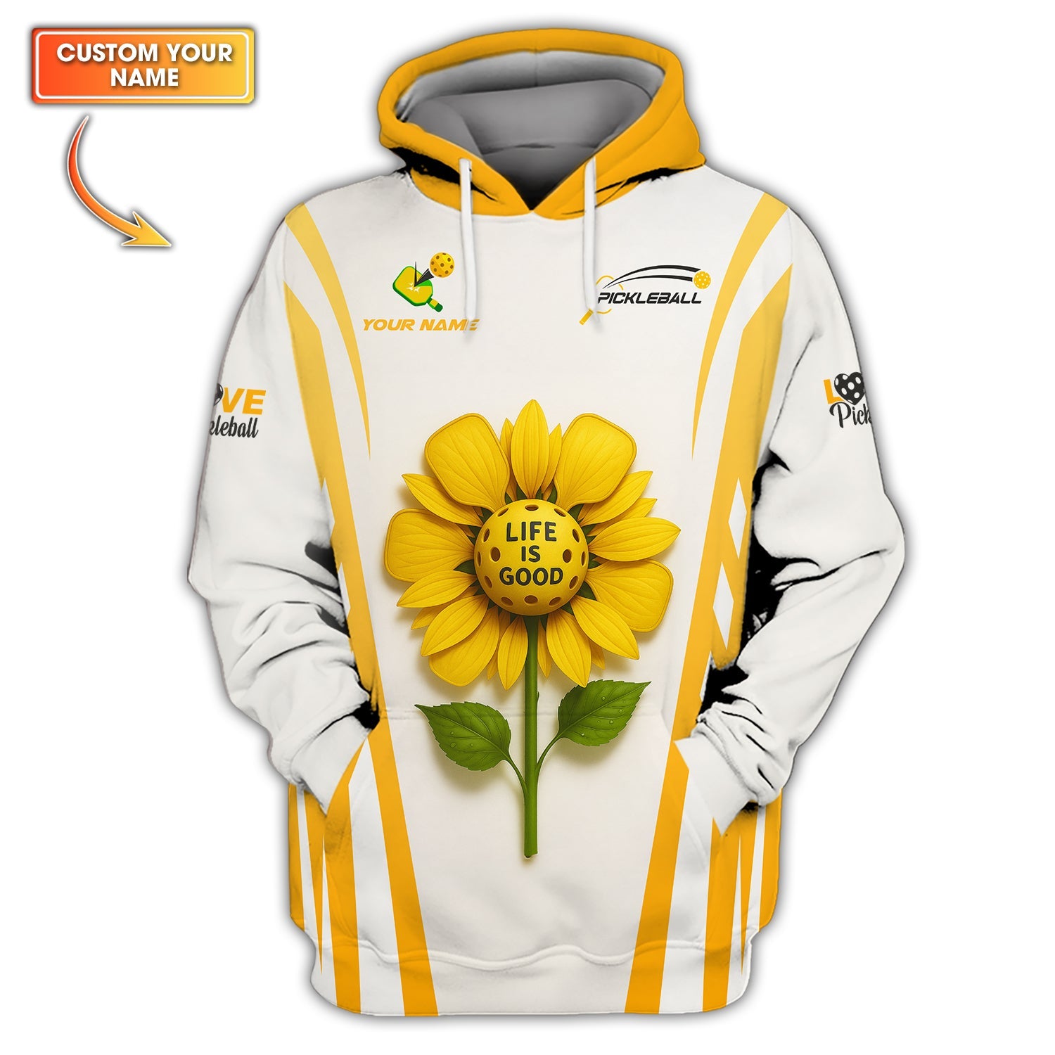 Life Is Good Pickleball Shirt, Custom Name Sunflower Polos For Pickleball Lovers, Gift For Women's Pickleball Players