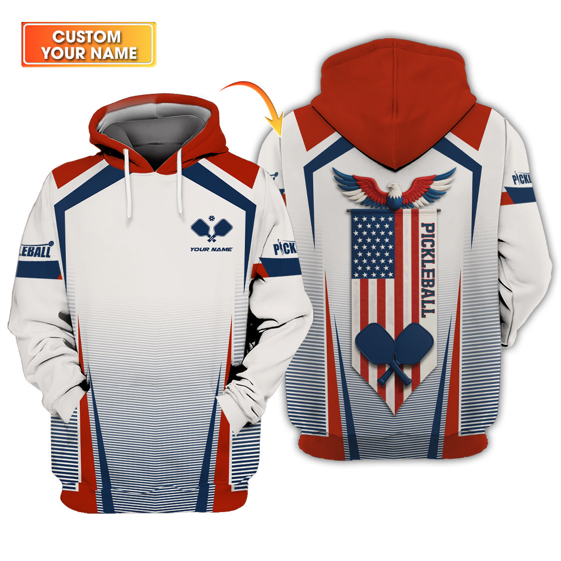 Men's Pickleball Shirt, Custom Name USA Flag Funny Pickleball Shirts, Gift For Pickleball Lover