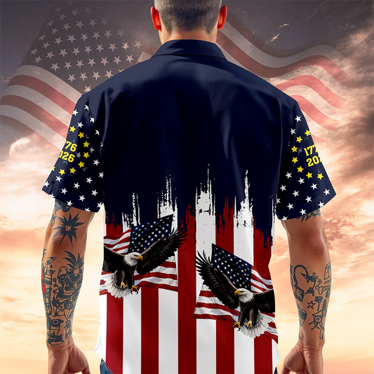 BlueJose Custom Name America 250th Anniversary 1776-2026 Eagle Hawaii Shirt