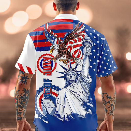 BlueJose Personalized Custom Name America 4th Of July Hawaii Shirt