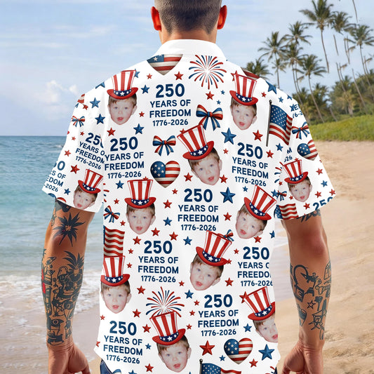 BlueJose Custom Funny Face 250 Years Of Freedom 1776-2026 Hawaii shirt