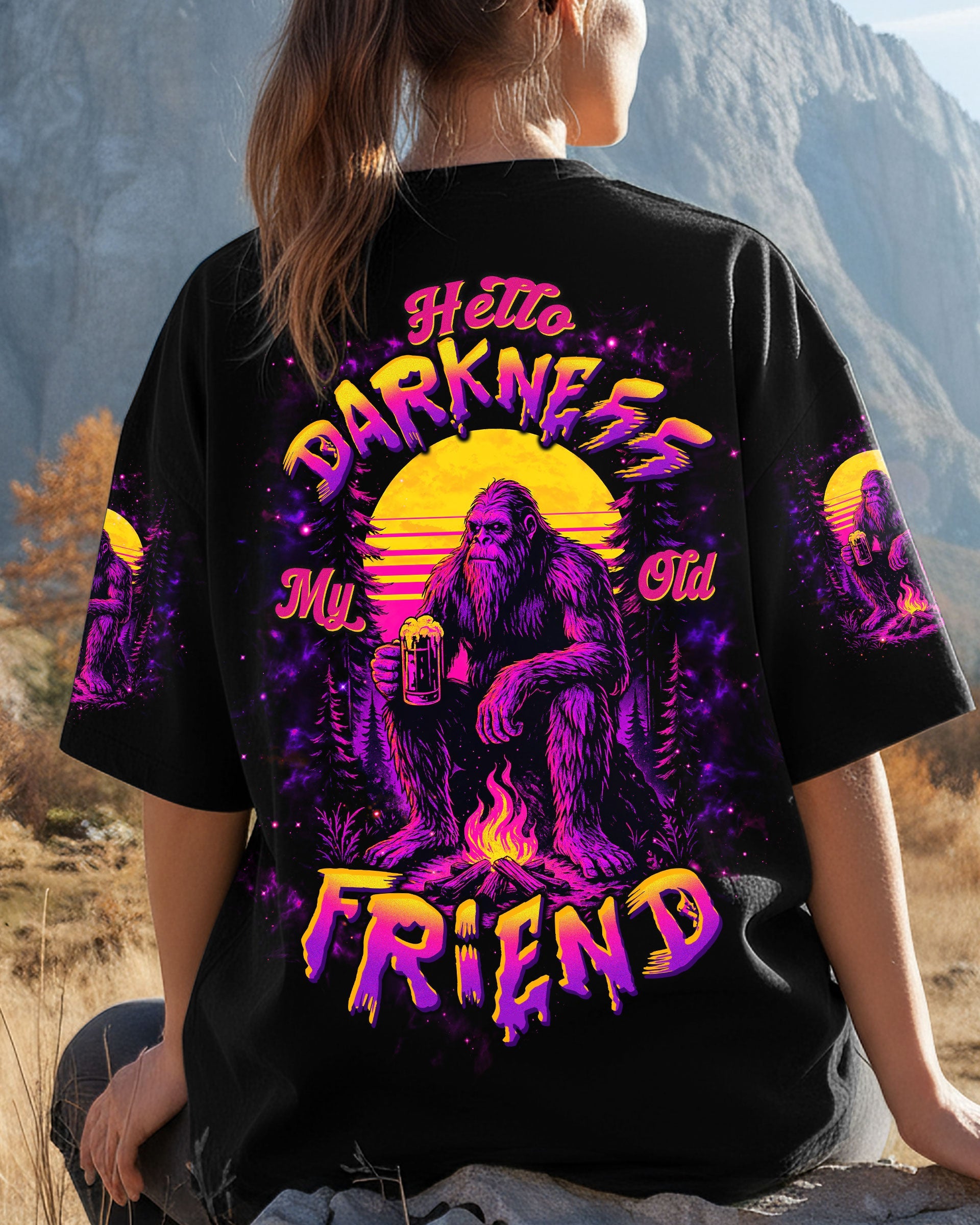HELLO DARKNESS MY OLD FRIEND BIGFOOT ALL OVER PRINT - TLTW2410252