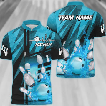 BlueJoses Bowling And Pins Abstract Grunge Texture Multicolor Personalized Name, Team Name 3D Shirt