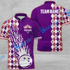 BlueJose Bowling And Pins Retro Classic Multicolor Customized Name 3D Zipper Polo (8 Colors)