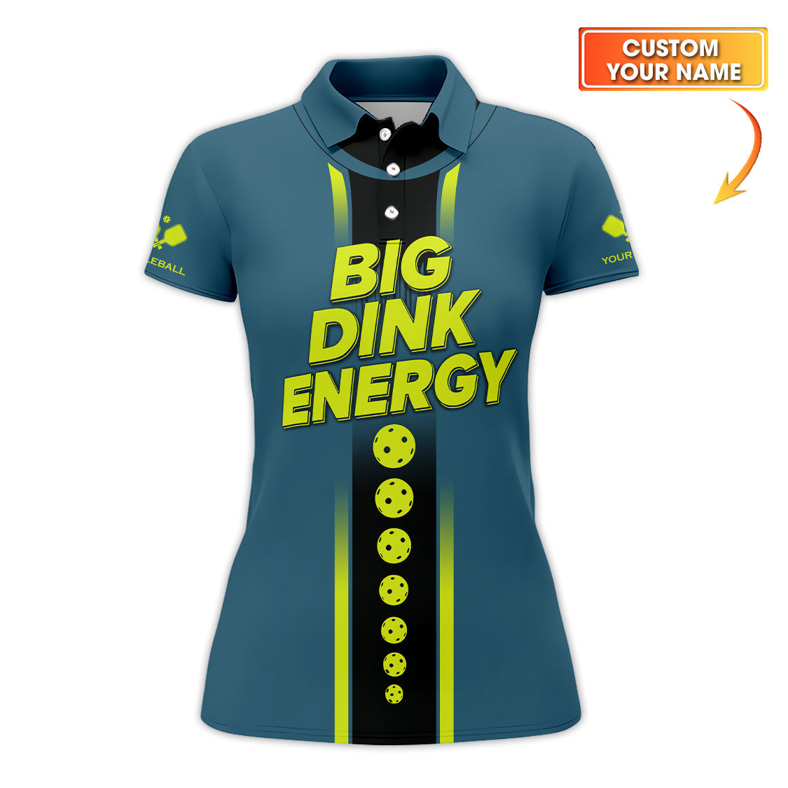 Big Dink Energy Pickleball Shirt, Funny Pickleball Polos, Custom Name Pickleball Shirt