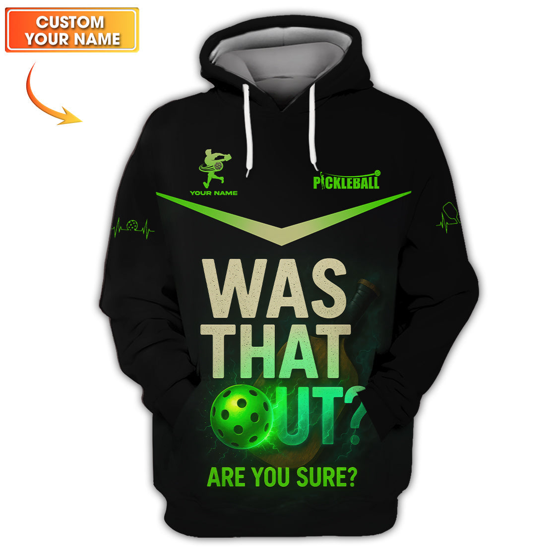 Personalized Name Pickleball Polos, Was That Out - Are You Sure Shirt, Funny Pickleball Shirts For Men's