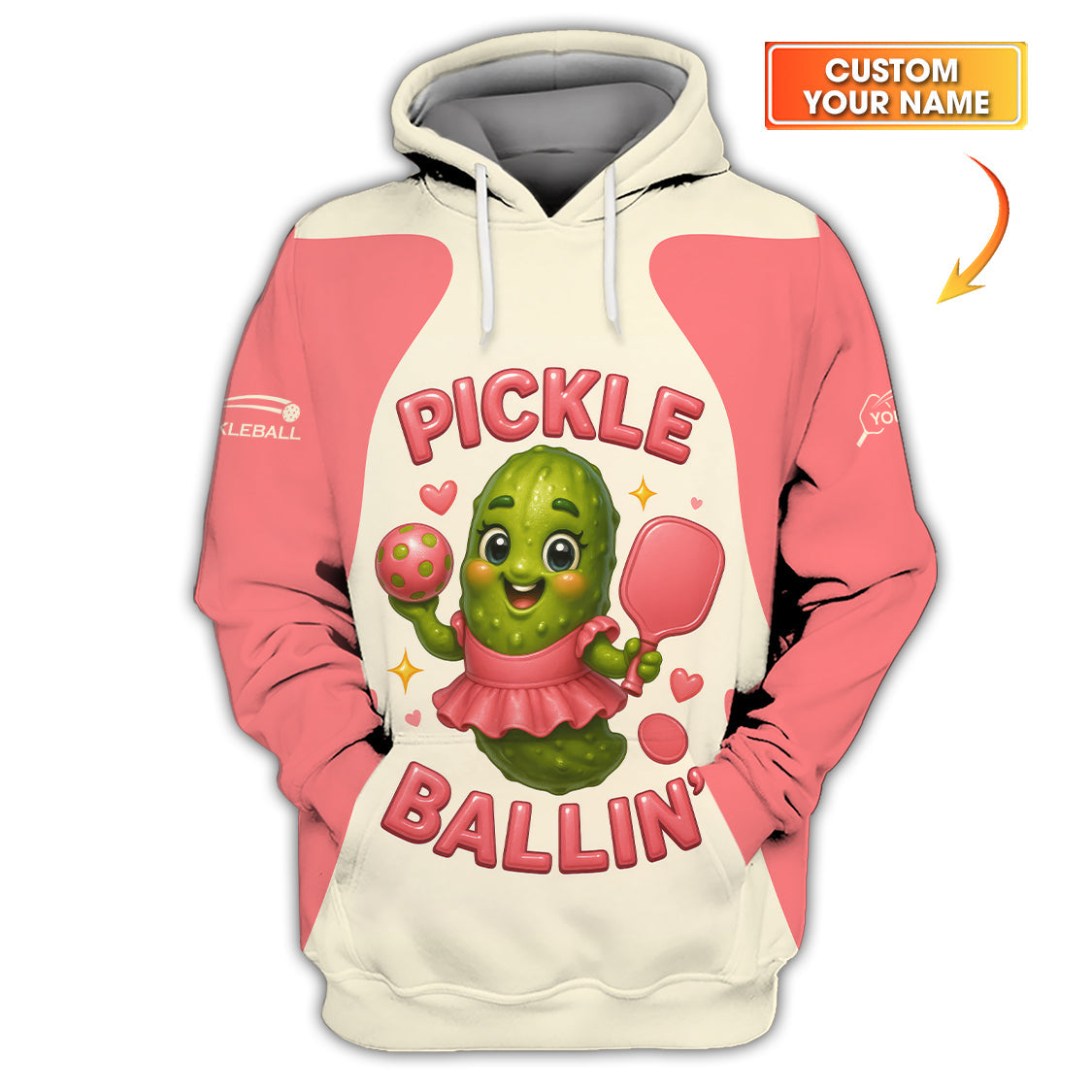 Personalized “Pickle Ballin’ Cute Funny Women’s Pickleball T Shirts, Custom Name Pickleball Shirt, Gift For Pickleball Lover