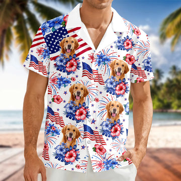 BlueJose Custom Dog Photo United State Flag Hawaii Shir