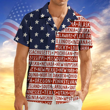 BlueJose America State Hawaiian Shirt