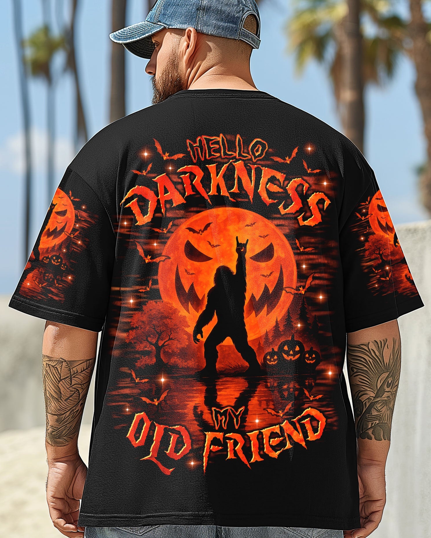 HELLO DARKNESS MY OLD FRIEND BIGFOOT HALLOWEEN ALL OVER PRINT - TLTR1808252