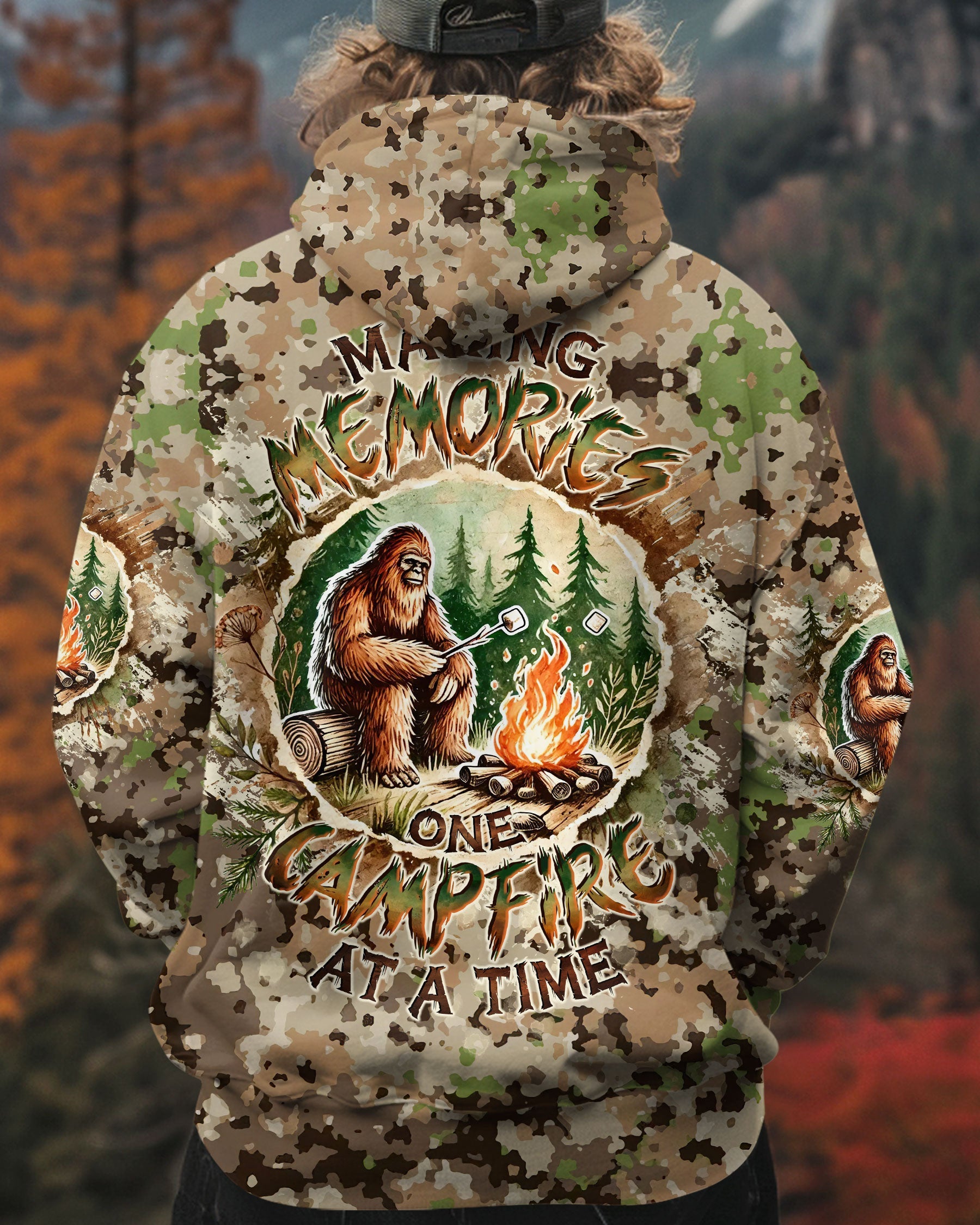 MAKING MEMORIES ONE CAMPFIRE AT A TIME BIGFOOT ALL OVER PRINT - TLTW1212248