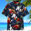 Bluejose Hot Rod Fire Blue Tropical Hawaiian Shirt