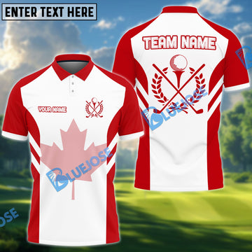 BlueJose Golf Canadian Flag Customized Name, Team Name 3D Shirts