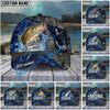 BlueJose Fishing Water Splash Camo Happy Personalized Name Classic 3D Cap Personalized Cap (13 Breeds)