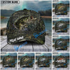 BlueJose Fishing Mossy Camo Water Ring Personalized Name Classic 3D Cap (13 Breeds)