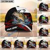 BlueJose Fishing Black Red Abstract Stripe Personalized Name Classic 3D Cap (13 Breeds)