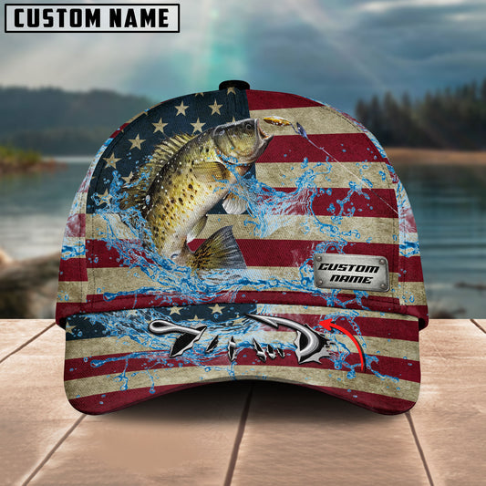 BlueJose Personalized American Crappie Water Splash FIshing Classic Cap