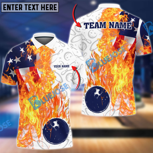 BlueJoses Bowling And Pins Blazing America Customized Name, Team Name 3D Shirt
