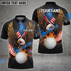 BlueJose Golf Fire Ball Eagle American Flag Customized Name, Team Name 3D Shirts (4 Colors)