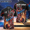 BlueJose Bowling And Pins Burning Oni Samurai Customized Name 3D Shirt (6 Colors)