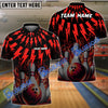 BlueJose Bowling And Pins Thunder Rain Flame Customized Name 3D Shirt ( 6 Colors)
