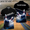 BlueJose Bowling And Pins Basic White Black Customized Name 3D Shirt ( 6 Colors)