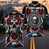 BlueJose Darts Skull Flame Bone Dartboard Personalized Name, Team Name Shirt (4 Colors)