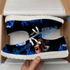 BlueJose Billiard 8 Ball Eagle Fire Flame White Canvas Loafer Shoes ( 4 Colors )