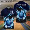 BlueJose Bowling And Pins Thunder Strike Down Customized Name 3D Shirt (6 Colors)