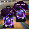 BlueJose Bowling And Pins Thunder Strike Down Customized Name Shirt For Women (6 Colors)